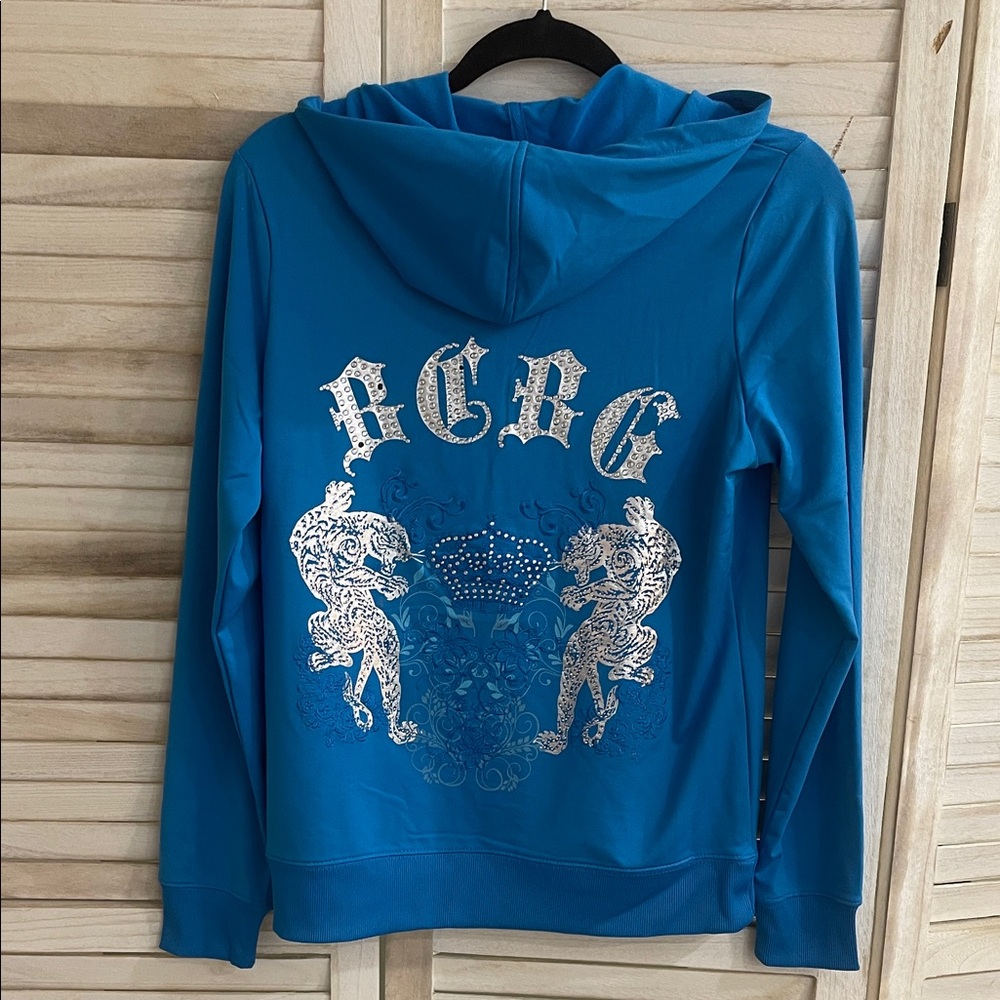 BCBG Zip-Up Hoodie with Embellished Graphics
